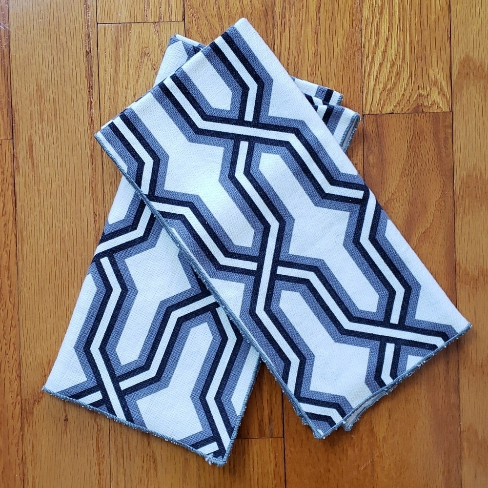 Retro Linen geometric design square gray black on white 8 1/2 inches Napkins.